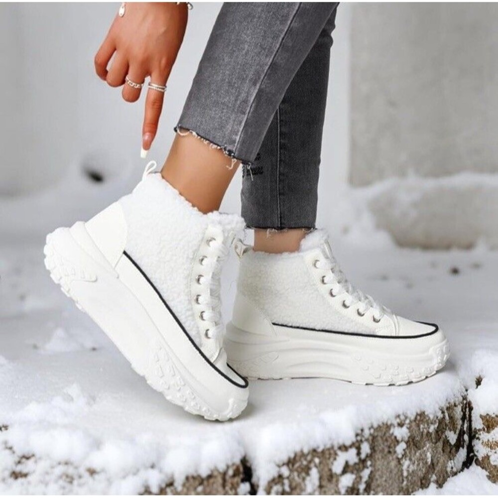 Warm Sneakers Platform Snow Boots Ankle Booties Sports Causal Plush Comfy Sz 41
